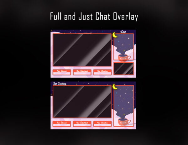 Magic Coffee Twitch Overlay Package / Vtuber Streaming Overlay Full overlay, and Justchat Overlay
