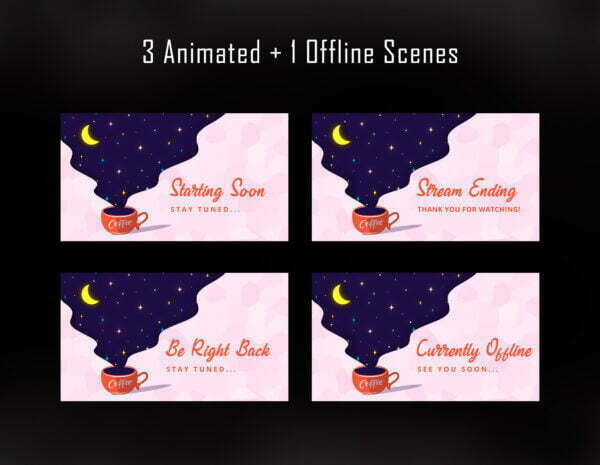 Magic Coffee Twitch Overlay Package / Vtuber Streaming Overlay Scenes