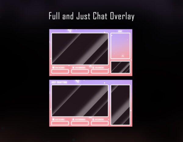 Magic Twitch Overlay Package - Animated Magic Triangle Particles Full Overlay, and Just Chat Overlay