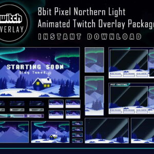 Northern Light Twitch Overlay Pack - 8bit Pixel Night Landscape