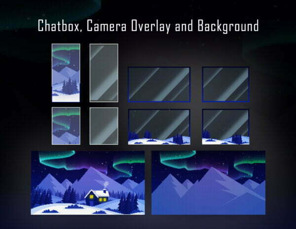 Northern Light Twitch Overlay Pack - 8bit Pixel Night Landscape Overlays