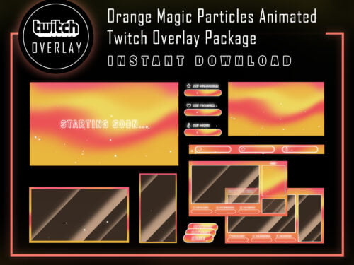Orange Magic Particles Twitch Streaming Overlay Package