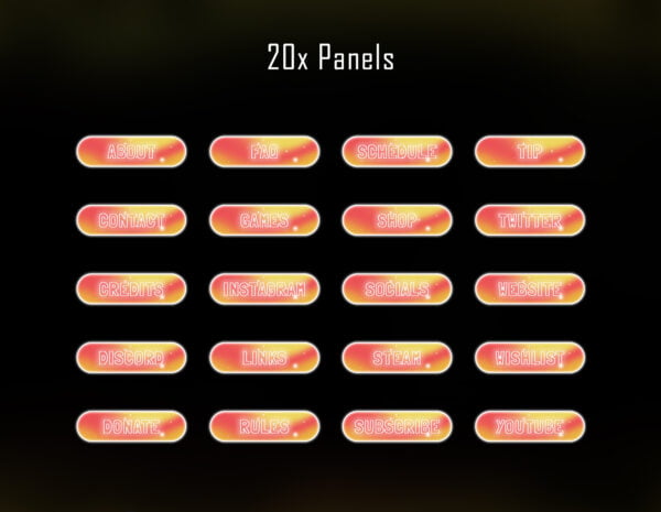 Orange Magic Particles Twitch Streaming Overlay Package Panels