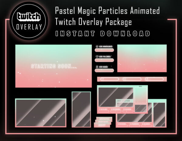 Pastel Magic Particles Twitch Overlay Package | Streaming Package