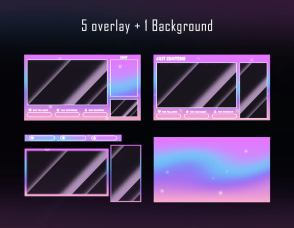 Pastel Pink & Blue Twitch Overlay Package - Magic Bubble Overlay Overlay