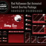 Red Halloween Bat Twitch Overlay Package