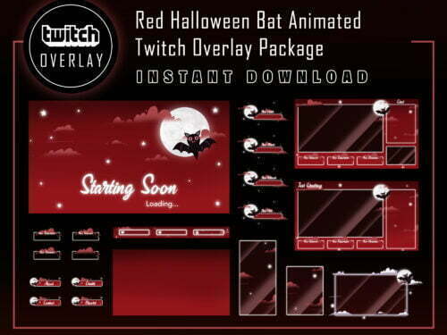 Red Halloween Bat Twitch Overlay Package