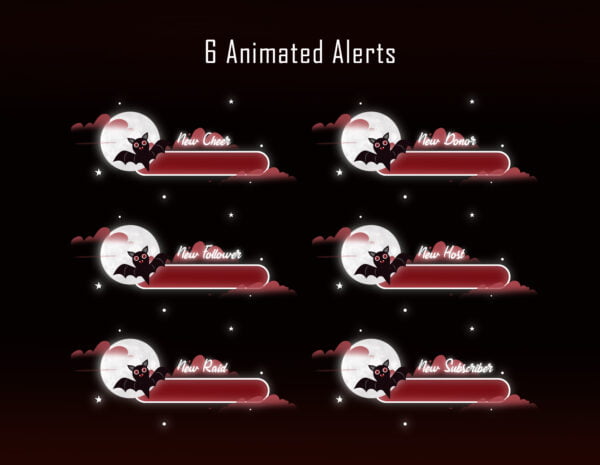 Red Halloween Bat Twitch Overlay Package Alerts