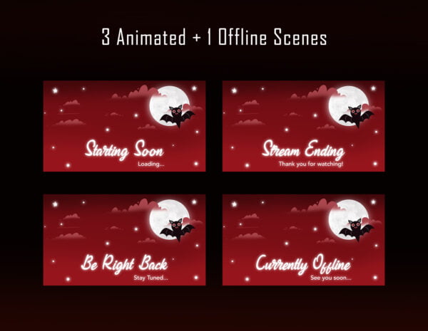 Red Halloween Bat Twitch Overlay Package Scenes