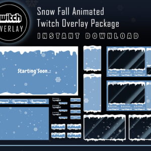 Snow Twitch Overlay Package - Winter Streaming Overlay Pack