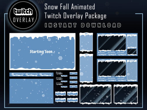 Snow Twitch Overlay Package - Winter Streaming Overlay Pack