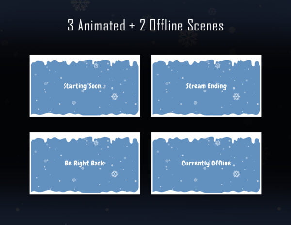 Snow Twitch Overlay Package - Winter Streaming Overlay Pack Scenes