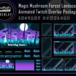 Twitch Overlay Package - Animated Magic Mushroom Forest Night