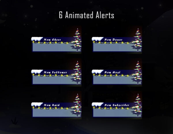 Winter Christmas Light Twitch Overlay Package Alerts