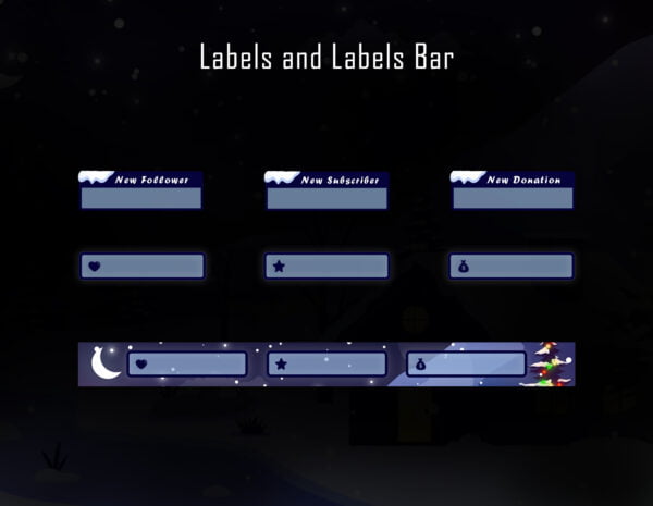 Winter Christmas Light Twitch Overlay Package Labels