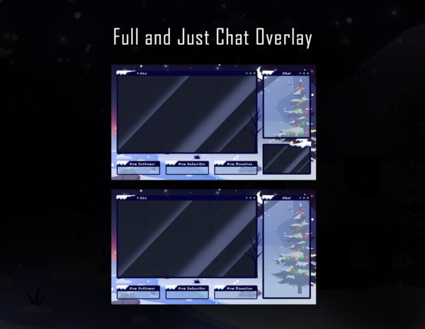 Winter Christmas Light Twitch Overlay Package Full and Justchat Overlays