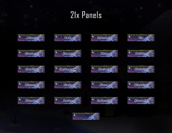 Winter Christmas Light Twitch Overlay Package Panels