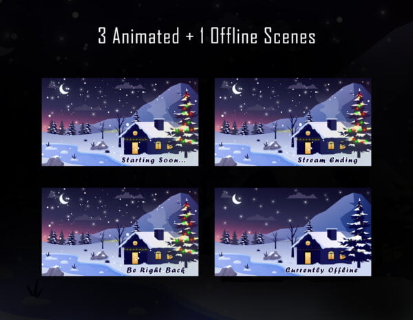 Winter Christmas Light Twitch Overlay Package Scenes