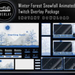 Winter Forest Twitch Overlay Package with Snowfall Animation