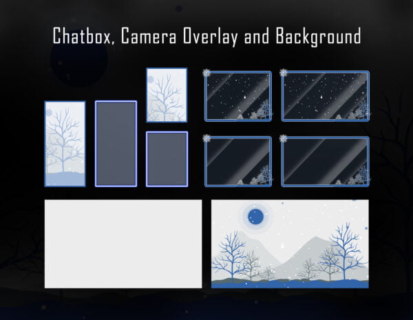 Winter Forest Twitch Overlay Package with Snowfall Animation Overlays