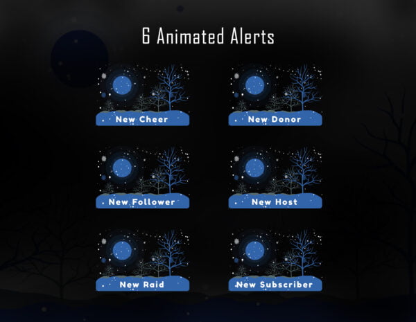 Winter Forest Twitch Overlay Package with Snowfall Animation Alerts