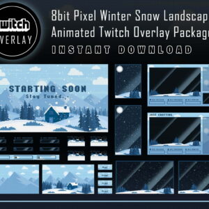 Winter Twitch Overlay Package - 8bit Pixel Snow Landscape