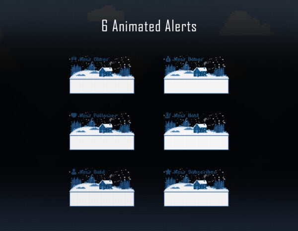 Winter Twitch Overlay Package - 8bit Pixel Snow Landscape Alerts