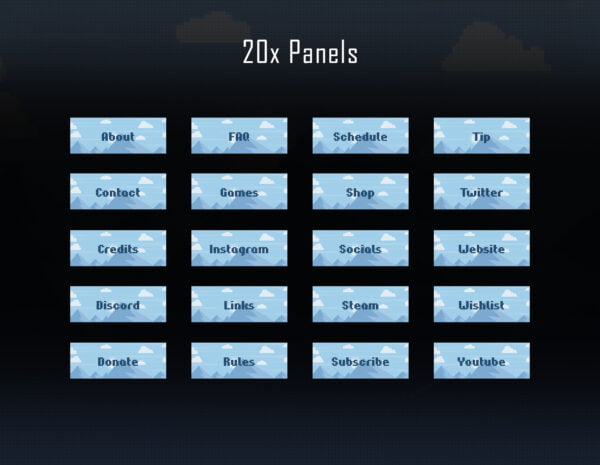 Winter Twitch Overlay Package - 8bit Pixel Snow Landscape Panels