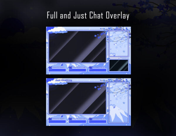Winter Twitch Overlay Package with Cool Snowfall vibes Animation Full and Justchat Overlay