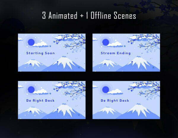 Winter Twitch Overlay Package with Cool Snowfall vibes Animation Scenes