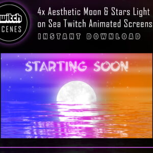 Moonlight Twitch Screen: Sky, Stars, & Sea Reflection Animation
