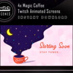 Coffee Twitch Animated Screen/ Scenes with Magic sky Animation