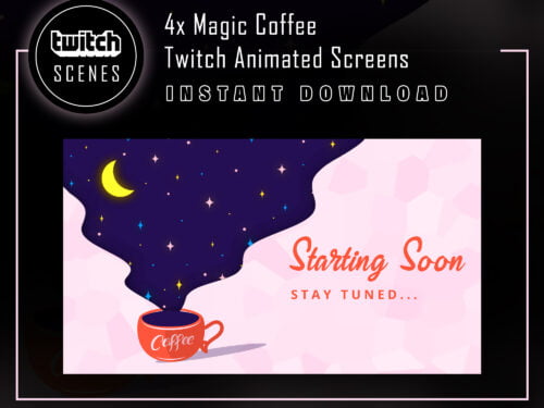 Coffee Twitch Animated Screen/ Scenes with Magic sky Animation