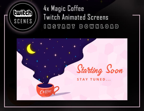 Coffee Twitch Animated Screen/ Scenes with Magic sky Animation