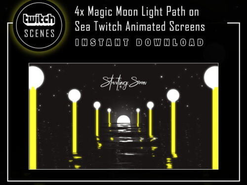 Moonlit Sea Path Twitch Screen with Yellow Light Animation