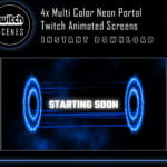 Neon Twitch Scenes with Multi Color Portal Animation Screens