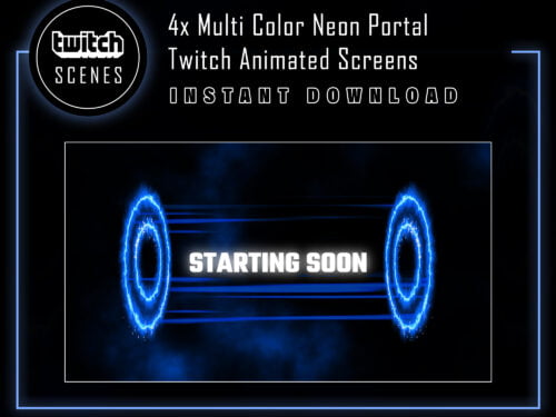 Neon Twitch Scenes with Multi Color Portal Animation Screens