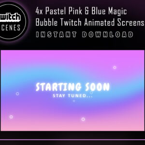Pastel Twitch Screen with Pink & Blue Magic Bubble Animation