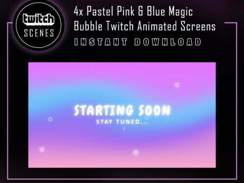 Pastel Twitch Screen with Pink & Blue Magic Bubble Animation