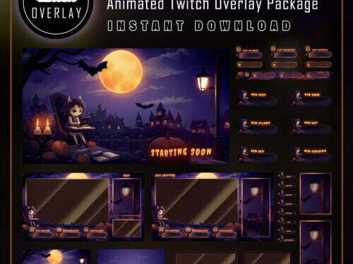 Halloween Twitch Overlay Girly - Spooky Castle Package