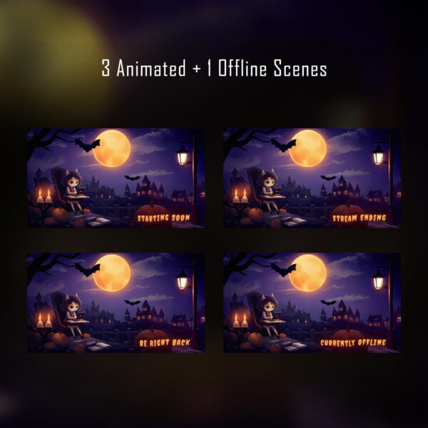 Halloween Twitch Overlay Girly - Spooky Castle Package | Screens