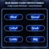 Blue magic flash Twitch panels with glowing sparkle