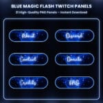 Blue magic flash Twitch panels with glowing sparkle