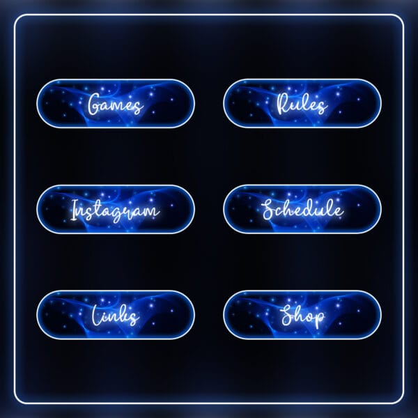 21 glowing Twitch panels in soft blue