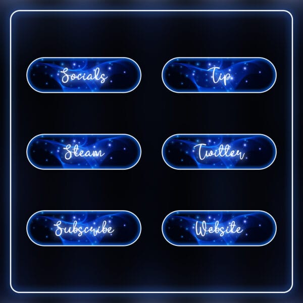 Cute blue Twitch panels with magical flash effect