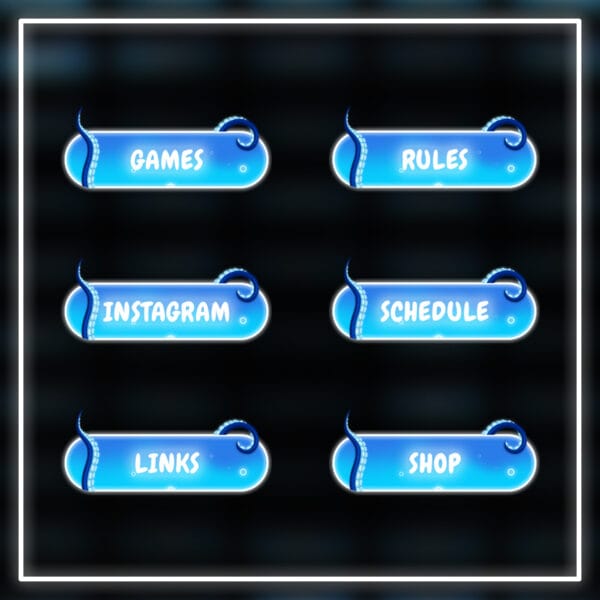 Underwater-inspired Twitch overlay panels with fantasy style