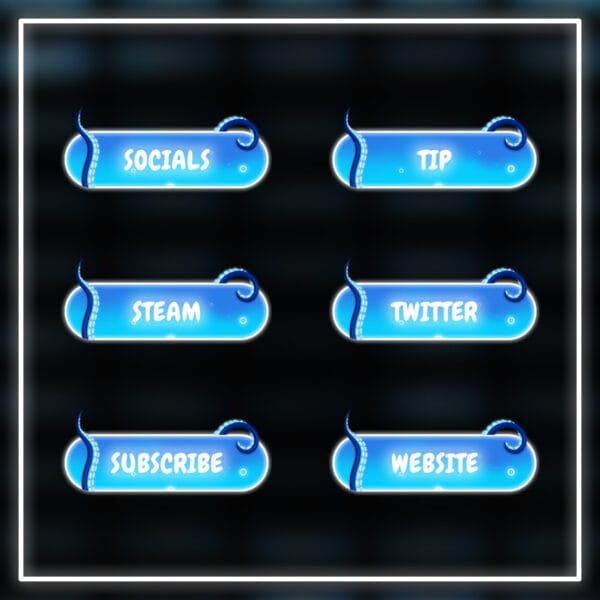 21 Twitch panels featuring blue glow and curved tentacle design