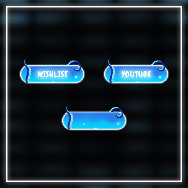 Fantasy sea-themed Twitch panel set with cute glowing buttons