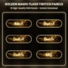 Golden magic flash Twitch panels with glowing sparkles