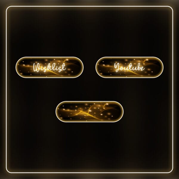 Twitch graphics with golden shine and flash